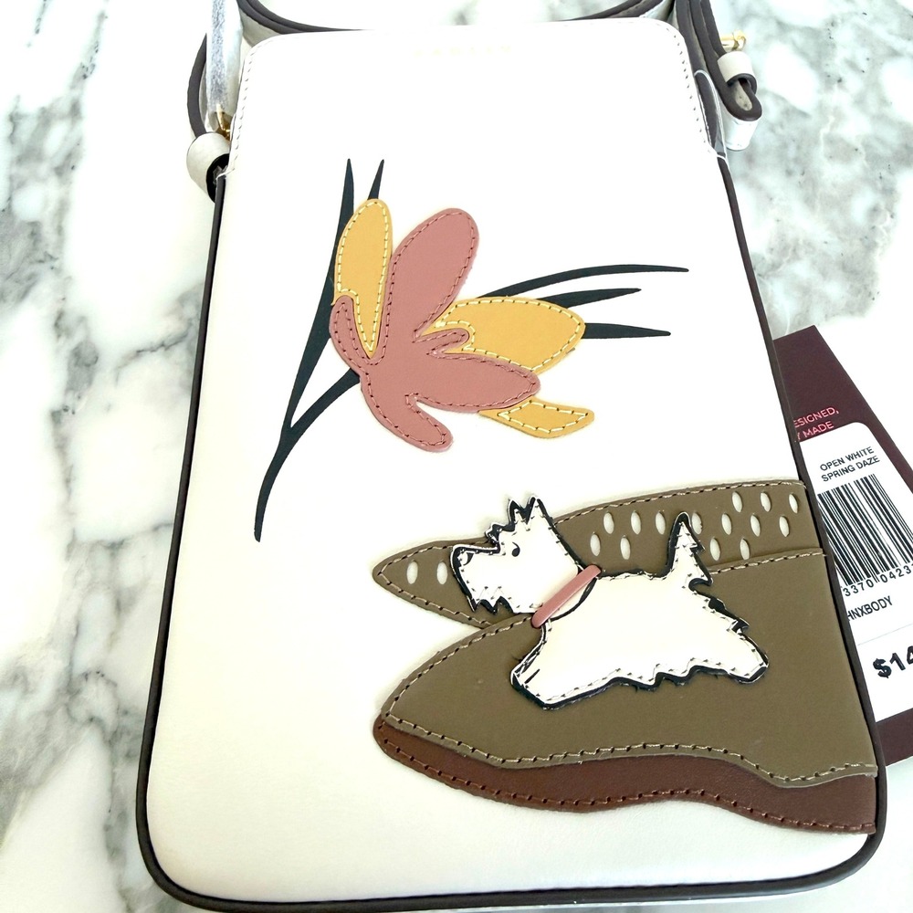 Radley London Spring Daze Leather Phone Crossbody Bag Open White Scottie Dog - Picture 7 of 14